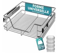 CASARIA® 4x Tiroir télescopique de rangement 50 cm pour armoire cuisine tiroir de cuisine métal tiroir coulissant