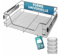 CASARIA® 4x Tiroir télescopique de rangement 60 cm pour armoire cuisine tiroir de cuisine métal tiroir coulissant