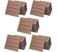 55x Dalles de jardin clipsables en bois composite WPC terracotta 30 x 30 cm Type classique Revêtement de sol extérieur