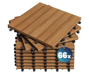 CASARIA® 66x Dalles bois clipsables 30x30cm bois d'acacia
