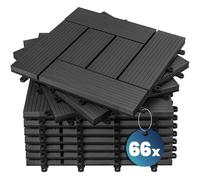 CASARIA® 66x Dalles de Jardin clipsables en Bois Composite WPC 6m² Anthracite 30 x 30 cm Type mosaïque revêtement de Sol extérieur