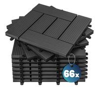 Casaria® 66x Dalles WPC clipsables 30x30cm Dalle terrasse extérieur antidérapant Sol Jardin caillebotis résistant UV intempéries Imitation Bois Composite Balcon mosaïque Anthracite