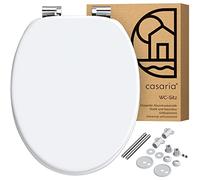 CASARIA® Abattant WC Frein de Chute Forme O en Bois MDF - Blanc | Siège de Toilettes avec Abaissement Automatique, Couvercle avec Fermeture Amortie, Montage Facile et Charnières Prémontées