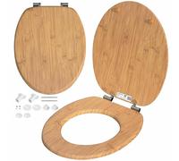 CASARIA® Abattant WC Frein de Chute Forme O en Bois MDF - Motif Bambou | Siège de Toilettes avec Abaissement Automatique, Couvercle avec Fermeture Amortie, Montage Facile et Charnières Prémontées
