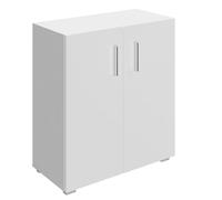Casaria Armoire avec Portes 77 x 60 x 30 cm Meuble de Rangement Vela Blanc 2 Niveaux pour Salon Bureau Chambre