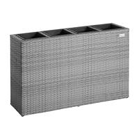 Casaria Bac à Fleurs polyrotin Gris 4 Compartiments Pot intérieur 95x27x60cm Pot de Fleurs bac Vertical intérieur extérieur