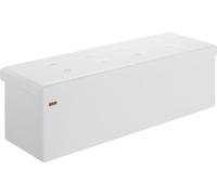 CASARIA® Banc avec espace de rangement Pliable Blanc 115x40x40cm Rembourré Couvercle Similicuir Chambre à coucher Salon Entrée Coffre Banc rembourré