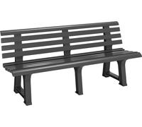 CASARIA® Banc de jardin Banc résistant aux intempéries, plastique, capacité de charge 240kg, dossier, 3 pieds 145x46cm, jardin, balcon, ergonomique, anthracite
