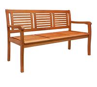Casaria Banc de Jardin en Bois Eucalyptus pré-huilé 3 Places Balcon Banc en Bois Terrasse Extérieur Petit Banc en Bois
