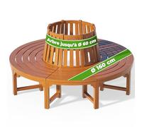 Casaria Banc de Jardin Rond Ø 160 cm en Bois d'eucalyptus Certifié FSC® Robuste Banc Circulaire Tour d'arbre Banquette Ronde