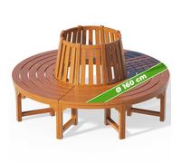 CASARIA® Banc de jardin rond Ø 160 cm en bois d'eucalyptus Certifié FSC® robuste banc circulaire tour d'arbre banquette ronde
