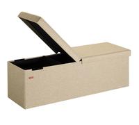 CASARIA® Banc de rangement beige 115 x 40 x 40 cm coffre de rangement pliable 130 L couvercle rabattable salon chambre