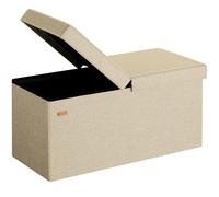 Casaria® Banc De Rangement Beige 80 x 40 x 40 cm Meuble Chaussure pour Entree Armoire Chambre Polyvalente Commode Chambre Pliable Charge 300 kg Assise Confortable Aspect Lin