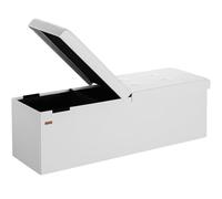 Coffre de rangement blanc 131L 115x38x38cm couvercle pliable siège pouf similicuir banc maison salon chambre boîte rangement