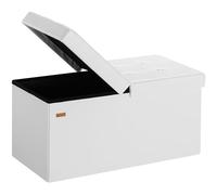 Casaria® Banc de Rangement Blanc 80x40x40cm Coffre de Rangement Pliable 100L avec Couvercle Rabattable pour Salon Chambre