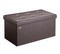 Casaria® Banc de Rangement Brun 80 x 40 x 40 cm Siège Coffre de Rangement Pliable 100L pour Salon Chambre Couloir