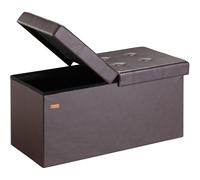 Casaria Banc de Rangement Brun 80x40x40cm Coffre de Rangement Pliable 100L avec Couvercle Rabattable pour Salon Chambre