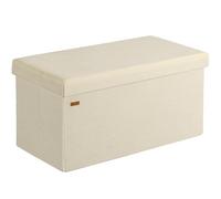 Casaria® Banc de Rangement en Velours côtelé Beige 100 L Siège Coffre de Rangement Pliable Salon Chambre Couloir
