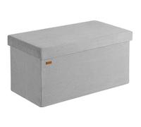 CASARIA® Banc de rangement en velours côtelé gris 100 L Siège Coffre de rangement pliable salon chambre couloir