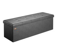 Casaria® Banc de Rangement Noir 115 x 38 x 38 cm Siège Coffre de Rangement Pliable 131L pour Salon Chambre Couloir