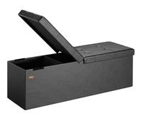 Casaria Banc de Rangement Noir 115x38x38cm Coffre de Rangement Pliable 131L avec Couvercle Rabattable pour Salon Chambre