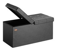 Casaria Banc de Rangement Noir 80x40x40cm Coffre de Rangement Pliable 100L avec Couvercle Rabattable pour Salon Chambre