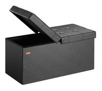 Casaria Banc de Rangement Noir 80x40x40cm Coffre de Rangement Pliable 100L avec Couvercle Rabattable pour Salon Chambre