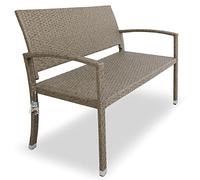 Casaria Banc extérieur en polyrotin Crème Résistant aux UV et intempéries Mobilier Balcon Meuble siège Jardin terrasse