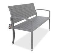Casaria Banc extérieur en polyrotin Gris Résistant aux UV et intempéries Mobilier Balcon Meuble siège Jardin terrasse