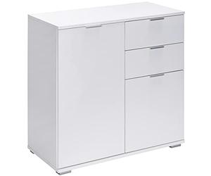 Casaria Buffet Blanc 71x74x35cm Commode Meuble de Rangement Alba avec 2 Portes 2 tiroirs pour Salon Salle à Manger intérieur