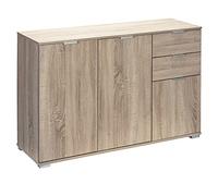 Casaria Buffet chêne 107x75x35cm Commode Meuble de Rangement Alba avec 3 Portes 2 tiroirs pour Salon Salle à Manger intérieur