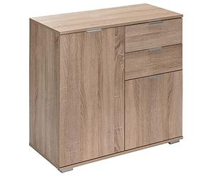 Casaria Buffet chêne 71x74x35cm Commode Meuble de Rangement Alba avec 2 Portes 2 tiroirs pour Salon Salle à Manger intérieur
