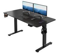 CASARIA® Bureau Assis Debout 140 Cm Noir Mat | Bureau Réglable En Hauteur Électrique, Bureau Assis Debout Moderne Pour Appartement, Chambre Ou Studio