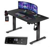 CASARIA® Bureau électrique réglable en hauteur aspect carbone 120 x 60 cm écran LCD 72-117 cm assis debout chargeur sans fil
