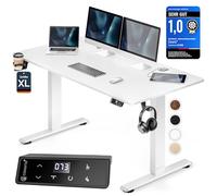 Casaria® Bureau électrique réglable en Hauteur Blanc 160 x 70 cm écran LCD 72-117 cm Bureau Assis Debout Structure résistante Ajustable Porte gobelet Chargeur sans Fil