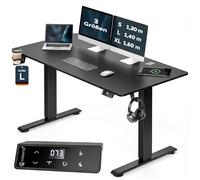Casaria® Bureau électrique réglable en Hauteur Noir 140 x 70 cm écran LCD 72-117 cm Bureau Assis Debout Structure résistante Ajustable Porte gobelet Chargeur sans Fil