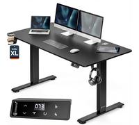 Casaria® Bureau électrique réglable en Hauteur Noir 160 x 70 cm écran LCD 72-117 cm Bureau Assis Debout Structure résistante Ajustable Porte gobelet Chargeur sans Fil