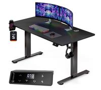 CASARIA® Bureau Assis Debout 120 x 60 cm Bureau Gaming Aspect Carbone Standing Desk Hauteur Réglable 72 117 Cm Chargeur sans Fil Ports USB C USB A Structure Acier 80 Kg