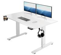 Casaria Bureau réglable en Hauteur électrique Blanc 110cm Bureau Assis Debout écran LCD Support Accessoires télétravail