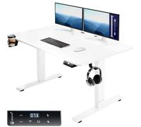 Casaria Bureau réglable en Hauteur électrique Blanc 110cm Bureau Assis Debout écran LCD Support Accessoires télétravail