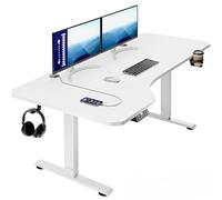 Casaria Bureau réglable en Hauteur électrique Blanc 160cm Bureau Assis Debout écran LCD Support Accessoires télétravail