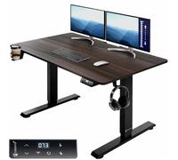 Casaria Bureau réglable en Hauteur électrique Brun 110cm Bureau Assis Debout écran LCD Support Accessoires télétravail