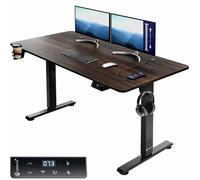 Casaria Bureau réglable en Hauteur électrique Brun 140cm Bureau Assis Debout écran LCD Support Accessoires télétravail
