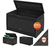 Coffre de Rangement Polyrotin Anthracite Malle 310 litres Stockage Coussins avec roulettes Extérieur Jardin