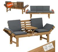Casaria® Banc de Jardin en Bois avec Table 200x50cm résistant aux intempéries Pliable 3 Places Jardin Balcon Bain de Soleil