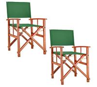 CASARIA Cannes Lot de 2 chaises de directeurs en bois | Certifié FSC | Bois d'eucalyptus | Meubles de jardin pliables pour intérieur et extérieur | Jardin pliable Pop Up Camping Pêche | Vert