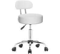 Casaria® Chaise Bureau Gaming Blanche Pivotante avec Dossier, Siège Similicuir Réglable sur roulettes pour Bureau Gaming Ou Fauteuil Salon Polyvalent Adulte Tabouret Coiffeuse
