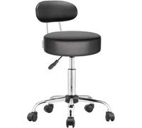 Casaria Tabouret à roulettes Tabouret de Bureau avec Dossier réglable en Hauteur pivotable 360° Tabouret Atelier Similicuir Noir