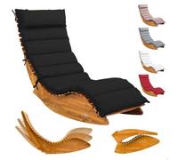 CASARIA® Chaise longue à bascule JAVA avec housse anthracite bois d'acacia certifié FSC® pliable transat jardin Sauna