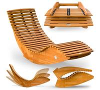 Casaria® Chaise Longue à Bascule Pliable en Bois d'acacia certifié FSC Transat Ergonomique Bain de Soleil Jardin Sauna